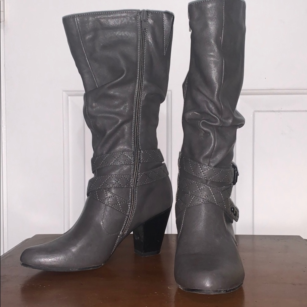 Gray Heeled Boots